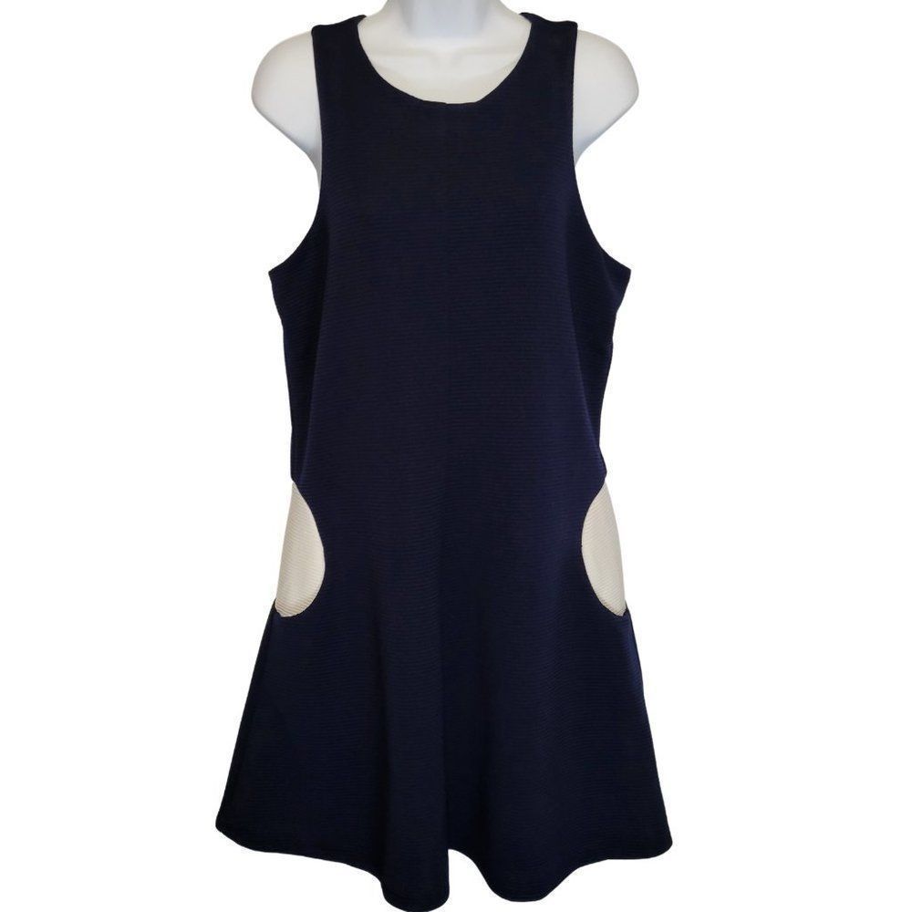 NWOT Anthropologie Navy and Cream Sleeveless Dress